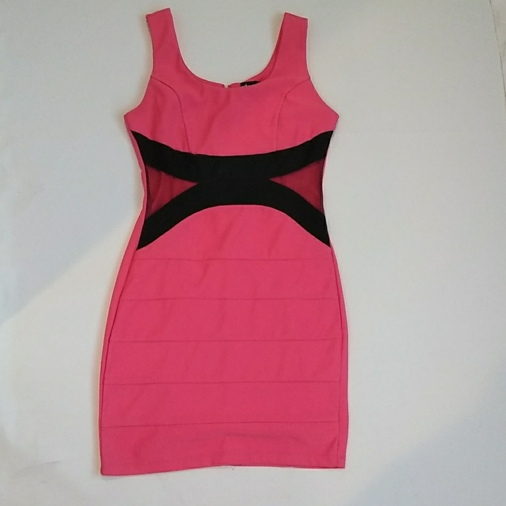Pink and black bandage dress